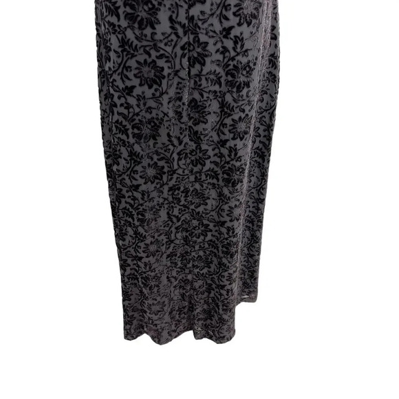 Laura Ashley Vintage Floral Flocked Velvet Whimsigoth Maxi Dress Gray Size US 12 - Picture 8 of 11